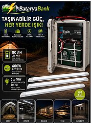 120W Güneş Enerjisi Seti | 80Ah Jel Akü, TV, Aydınlatma ve Telefon Şarj Sistemi - BataryaBank