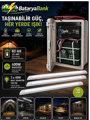 120W Güneş Enerjisi Seti | 80Ah Jel Akü, TV, Aydınlatma ve Telefon Şarj Sistemi - 1