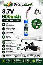 3.7V 900mAh Li-ion Oyuncak Pili USB Şarj Cihazlı - BataryaBank