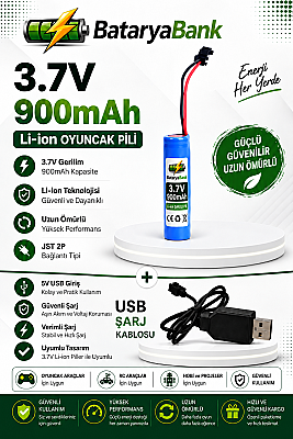 3.7V 900mAh Li-ion Oyuncak Pili USB Şarj Cihazlı - 1