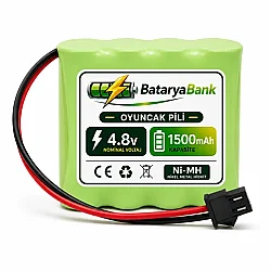 4.8V 1500mAh Oyuncak Araba Pili – Ni-MH Şarjlı Batarya Siyah Soketli Yüksek Performans - BataryaBank