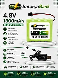 4.8V 1800mAh Oyuncak Araba Pili Bataryası Siyah Soket + USB Şarj Cihazı Seti - BataryaBank
