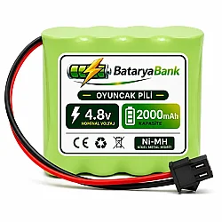 4.8V 2000mAh Oyuncak Araba Pili Bataryası Siyah Soket | Şarjlı Yedek Pil - BataryaBank
