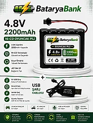 4.8V 2200mAh Oyuncak Pili Siyah Soket + USB Şarj Cihazı | Şarjlı Oyuncak Bataryası - BataryaBank
