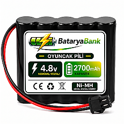 4.8V 2700mAh Oyuncak Pili Siyah Soket Ni-MH Şarjlı Batarya - BataryaBank