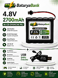 4.8V 2700mAh Oyuncak Pili Siyah Soket + USB Şarj Cihazı - BataryaBank