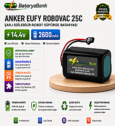 Anker Eufy RoboVac 25C Uyumlu Robot Süpürge Bataryası 14.4V 2600mAh Li-ion Şarj Edilebilir Pil - BataryaBank