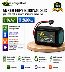 Anker Eufy RoboVac 30C (T2118) Uyumlu Robot Süpürge Bataryası 14.4V 2600mAh Li-ion Şarj Edilebilir Pil - BataryaBank