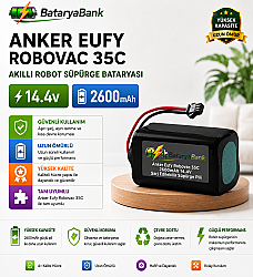 Anker Eufy RoboVac 35C Uyumlu Robot Süpürge Bataryası 14.4V 2600mAh Li-ion Şarj Edilebilir Pil - BataryaBank