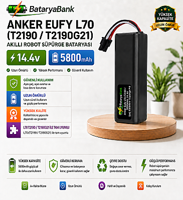 Anker Eufy Robovac T2190 / T2190G21 Uyumlu Robot Süpürge Bataryası 14.4V-14.8V 5800mAh Li-ion Pil - 1