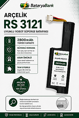 Arçelik RS 3121 Uyumlu Robot Süpürge Bataryası 10.8V / 11.1V 2800mAh Li-ion Şarj Edilebilir Pil - 1