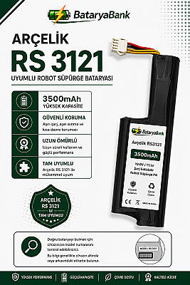 Arçelik RS 3121 Uyumlu Robot Süpürge Bataryası 10.8V / 11.1V 3500mAh Li-ion Şarj Edilebilir Yüksek Kapasiteli Pil - 1