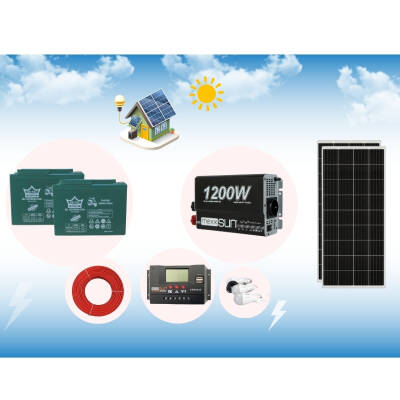 Bağ Evi Solar Paketi 1200w Sinüs Inverter 205w Güneş Paneli 100ah Jel Akü - 2