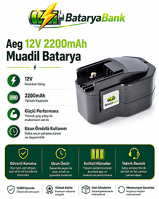 BataryaBank AEG 12V 2200mAh Muadil Matkap Bataryası - 1