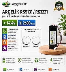 BataryaBank Arçelik RS9131 / RS3221 Uyumlu 14.4V 2600mAh Şarj Edilebilir Dikey Süpürge Bataryası - BataryaBank