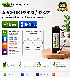 BataryaBank Arçelik RS9131 / RS3221 Uyumlu 14.4V 3500mAh Şarj Edilebilir Dikey Süpürge Bataryası - BataryaBank