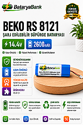 BataryaBank Beko RS 8121 Uyumlu 14.4V 2600mAh Li-ion Şarj Edilebilir Süpürge Bataryası - BataryaBank