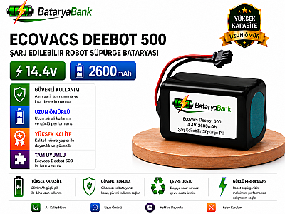 BataryaBank Ecovacs Deebot 500 Uyumlu Robot Süpürge Bataryası 14.4V 2600mAh Li-ion Şarj Edilebilir Pil - 1