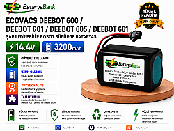 BataryaBank Ecovacs Deebot 600 / Deebot 601 / Deebot 605 / Deebot 661 Uyumlu Robot Süpürge Bataryası 14.4V 3200mAh Li-ion Şarj Edilebilir Pil - BataryaBank