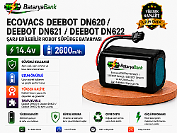 BataryaBank Ecovacs Deebot DN620 / Deebot DN621 / Deebot DN622 Uyumlu Robot Süpürge Bataryası 14.4V 2600mAh Li-ion Şarj Edilebilir Pil - BataryaBank