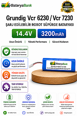 BataryaBank Grundig VCR 6230 / VCR 7230 Uyumlu Robot Süpürge Bataryası 14.4V 3200mAh Li-ion Pil - 1