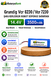 BataryaBank Grundig VCR 6230 / VCR 7230 Uyumlu Robot Süpürge Bataryası 14.4V 3500mAh Li-ion Pil - BataryaBank