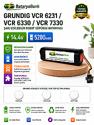 BataryaBank Grundig VCR 6231 / VCR 6330 / VCR 7330 Uyumlu Robot Süpürge Bataryası 14.4V 5200mAh Li-ion Pil - BataryaBank
