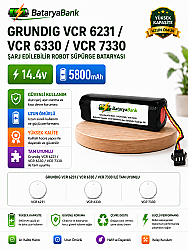 BataryaBank Grundig VCR 6231 / VCR 6330 / VCR 7330 Uyumlu Robot Süpürge Bataryası 14.4V 5800mAh Li-ion Pil - BataryaBank