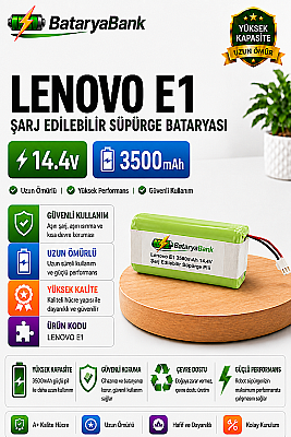 BataryaBank Lenovo E1 Uyumlu 14.4V 3500mAh Li-ion Şarj Edilebilir Robot Süpürge Bataryası - 1