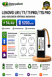 BataryaBank Lenovo LR1 / T1 / T1 Pro / T1S Pro Uyumlu 14.4V 5200mAh Li-ion Şarj Edilebilir Robot Süpürge Bataryası - BataryaBank