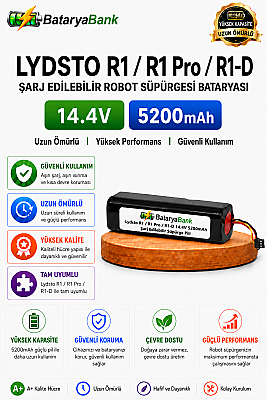 BataryaBank Lydsto R1 / R1 Pro / R1-D Uyumlu Robot Süpürge Bataryası 14.4V 5200mAh Li-ion - 1