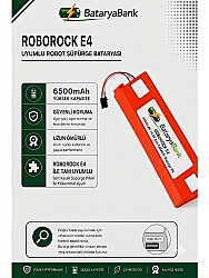 BataryaBank Roborock E4 Uyumlu Robot Süpürge Bataryası 14.4V 6500mAh Li-ion Yüksek Kapasiteli Yedek Pil - BataryaBank