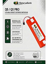 BataryaBank Roborock Q5 / Q5 Pro Uyumlu Robot Süpürge Bataryası 14.4V 6500mAh Li-ion Yüksek Kapasiteli Şarj Edilebilir Pil - BataryaBank