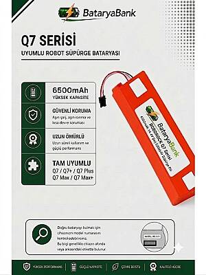 BataryaBank Roborock Q7 / Q7+ / Q7 Plus / Q7 Max / Q7 Max+ Uyumlu Robot Süpürge Bataryası 14.4V 6500mAh Li-ion Yüksek Kapasiteli Şarj Edilebilir Pil - 1