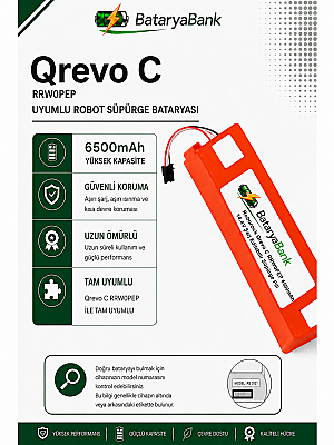 BataryaBank Roborock Qrevo C (RRW0PEP) Uyumlu Robot Süpürge Bataryası 14.4V 6500mAh Li-ion Yüksek Kapasiteli Pil - 1