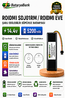 BataryaBank Roidmi SDJ01RM / Roidmi Eve Uyumlu 14.4V 5200mAh Li-ion Robot Süpürge Bataryası - 1