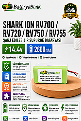 BataryaBank Shark ION RV700 / RV720 / RV750 / RV755 Uyumlu Robot Süpürge Bataryası 14.4V 2600mAh Li-ion - BataryaBank