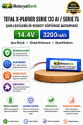 BataryaBank Tefal X-Plorer Serie 130 AI / X-Plorer Serie 75 Uyumlu Robot Süpürge Bataryası 14.4V 3200mAh Li-ion - BataryaBank