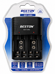 Beston BST-C802 9V / AA / AAA Pil Şarj Aleti | Ni-MH ve Ni-CD Uyumlu - Beston