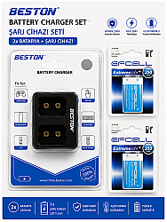 Beston M-7005 2'li USB 9V Pil Şarj Aleti + EFCELL 9V 250mAh 2'li Şarjlı Pil Seti - BataryaBank