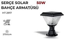 Beyaz Ledli Solar Bahçe Armatürü 50W | Güneş Enerjili Dış Mekan Aydınlatma - 2