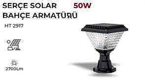 Beyaz Ledli Solar Bahçe Armatürü 50W | Güneş Enerjili Dış Mekan Aydınlatma - 2