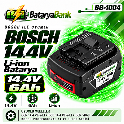 Bosch 14.4V 6.0Ah Li-Ion Akü BAT607 BAT607G BAT614 Uyumlu - 1