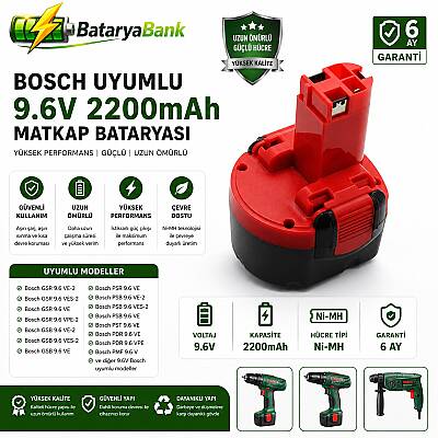 Bosch 9.6v 2200mAH Ni-Cd Batarya - 1