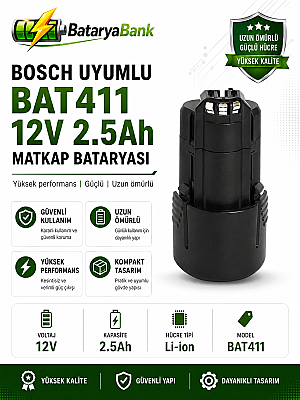 Bosch BAT414 GBA12V3.0 BAT411 BAT411A için 10.8V 12V 2.5Ah Matkap Bataryası - 1