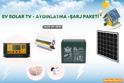  Güneş Enerjisi Aydınlatma - Tv Paketi 500w Inverter 50w Güneş Paneli 24ah Jel Akü - BataryaBank