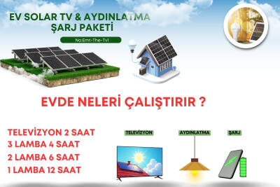 Güneş Enerjisi Aydınlatma - Tv Paketi 500w Inverter 50w Güneş Paneli 24ah Jel Akü - 3