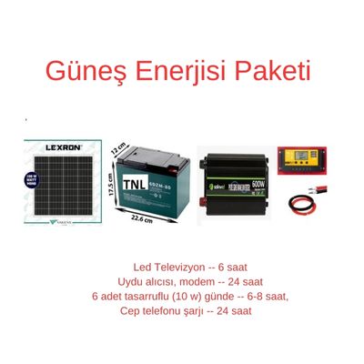 Güneş Enerjisi Paketi / Günlük 1 Kw Enerji YAZ KULLANIM - BataryaBank