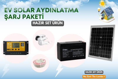 Kamp ve Piknik için Solar Güneş Enerjili Lamba ve Şarj Seti - 1