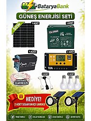 50W Monokristal Güneş Paneli Seti | 24Ah Jel Akü + 300W İnvertör - BataryaBank